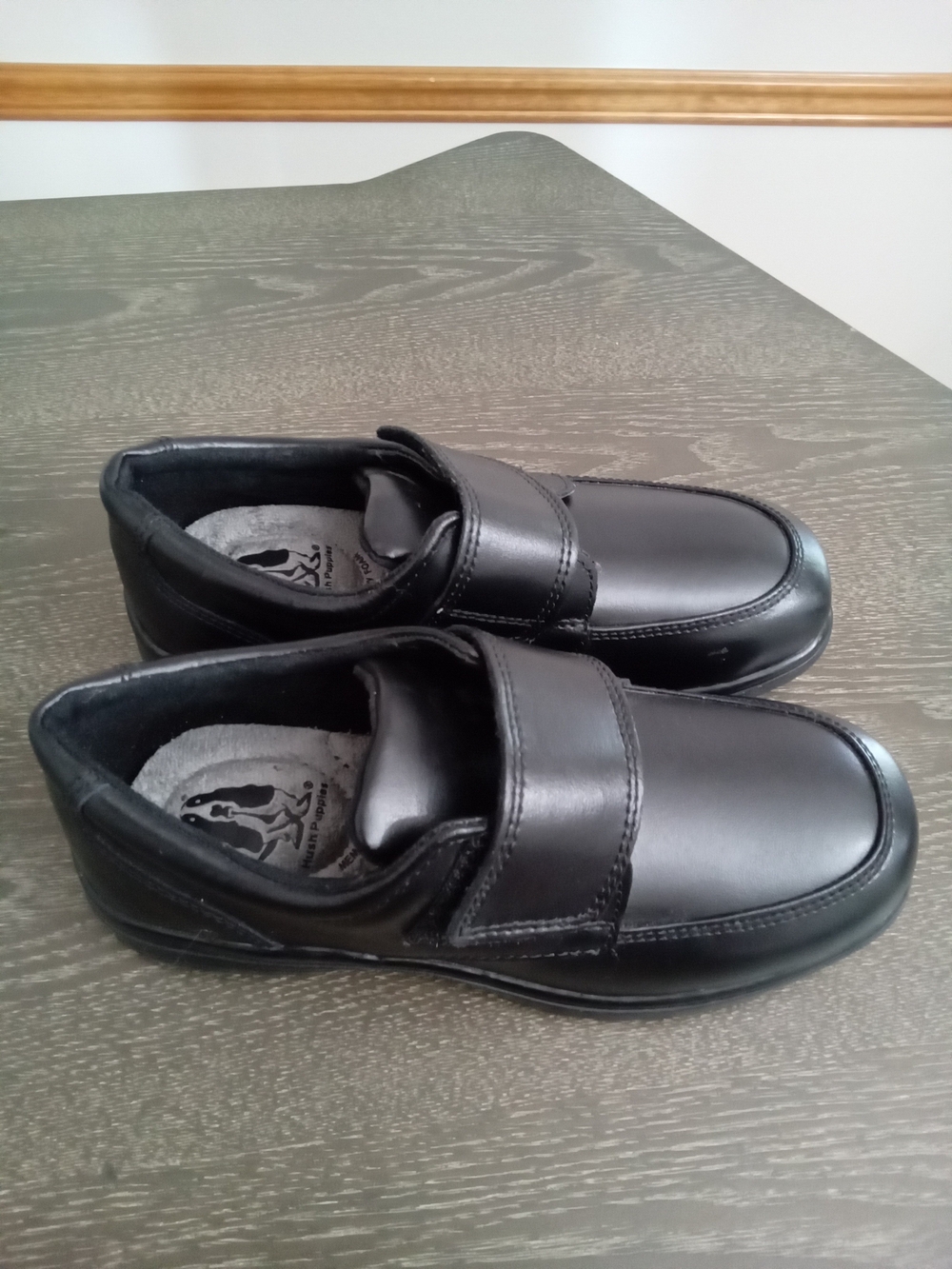 Hush Puppies Kids Black Leather School Shoes Size 1 Wide